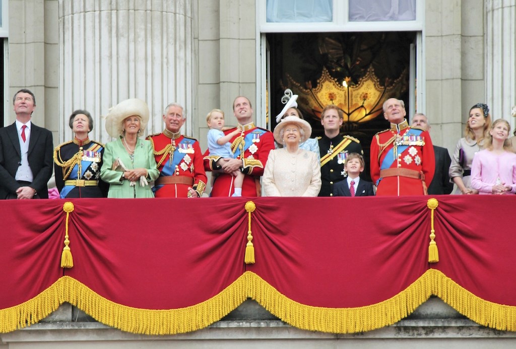 The Queen and members of the royal family on the balcony at Buckingham Palace for last years celebrations.